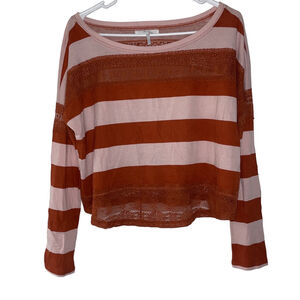 Women's Kirra Striped Pink and Rustic Orange Long Sleeve Tee Size small
